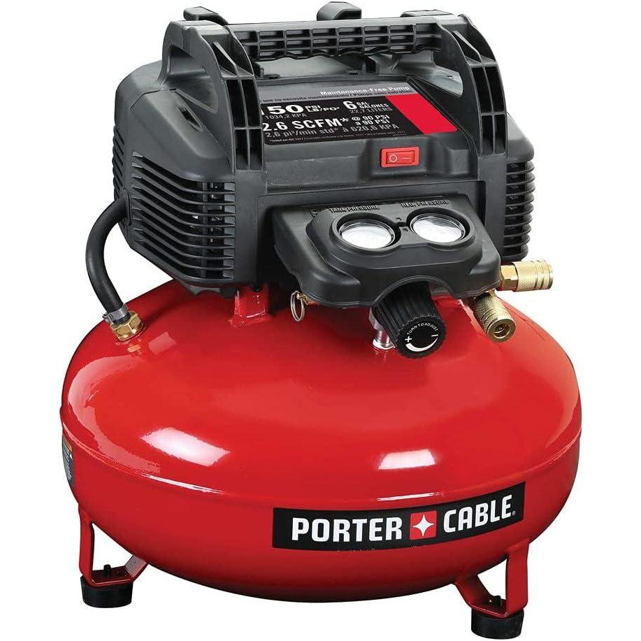 PORTER-CABLE Air Compressor, 6-Gallon, Pancake, Oil-Free (C2002)(Standard Packaging)