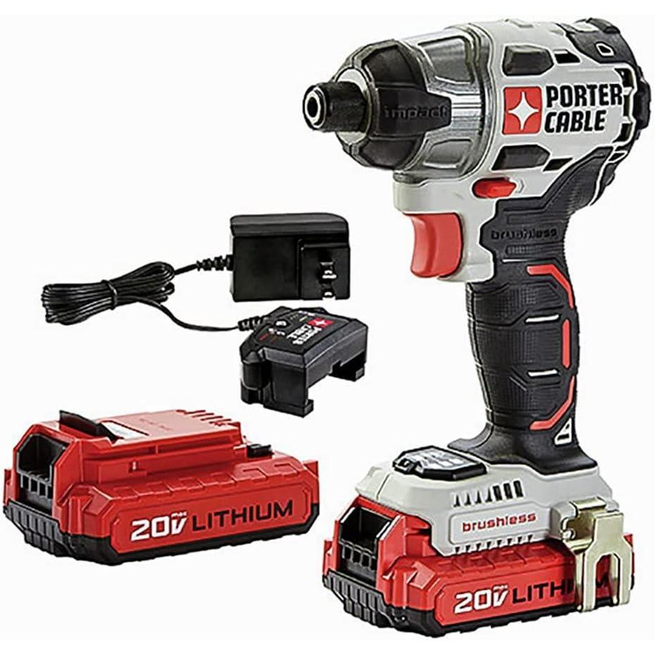 PORTER-CABLE 20V MAX Impact Driver, 1/4 Inch, 2,700 RPM, Battery and Charger Included (PCCK647LB)(Impact Driver Kit)