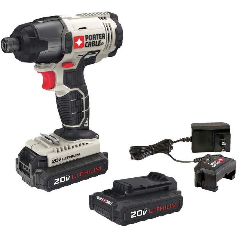 PORTER-CABLE PORTER CABLE 20V MAX* 1/4 in. Cordless Impact Driver Kit, Hex Head, Compact (PCC641LB)
